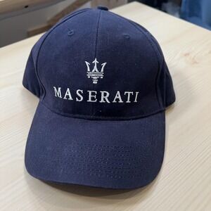 Maserati Hat Cap Strap Back Mens One Size Blue Baseball Embroidered Logo Car